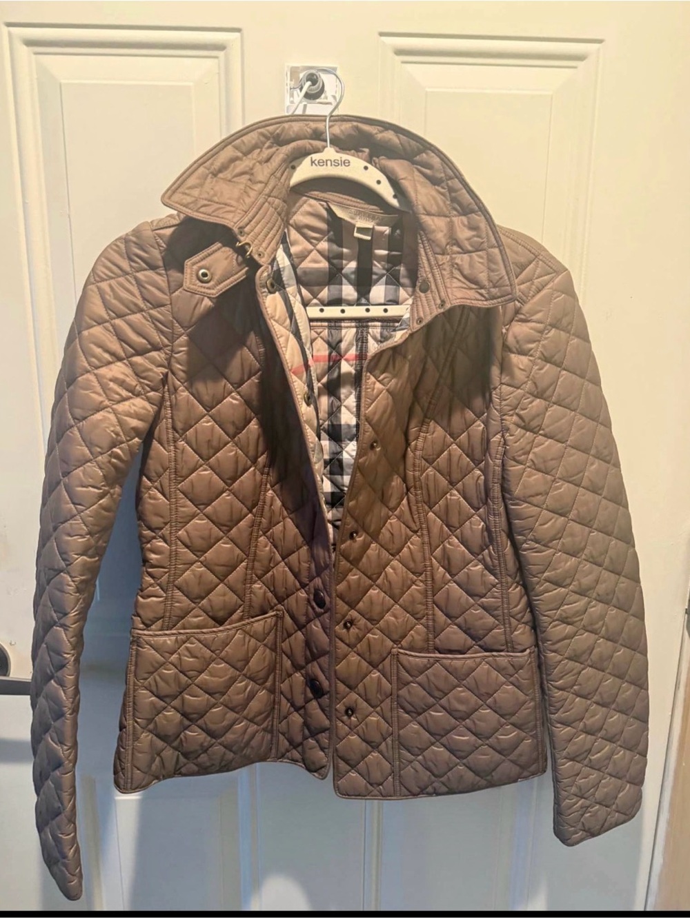 Kensie Quilted Taupe Puffer Jacket